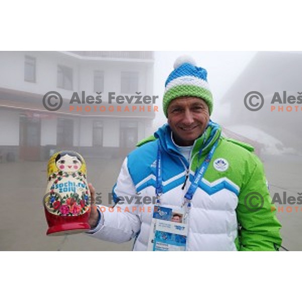 Borut Pahor, president of Slovenia visited Mountain Olympic Village and meet with Slovenian Olympians and staff , Sochi 2014 Winter Olympic games, Russia on February 17, 2014