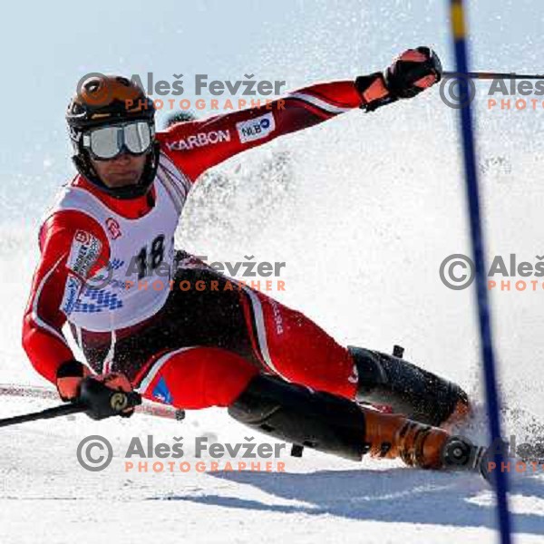 Miha Kuerner at slalom race for Slovenian National Championship at Krvavec Ski Resort.Photo by Ales Fevzer 