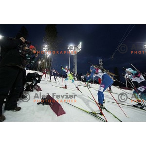 Teja Gregorin of Slovenia during Ladies 12.5 km Mass Start at Laura Cross-Country Ski & Biathlon Center Sochi 2014 Winter Olympic Games on February 17, 2014