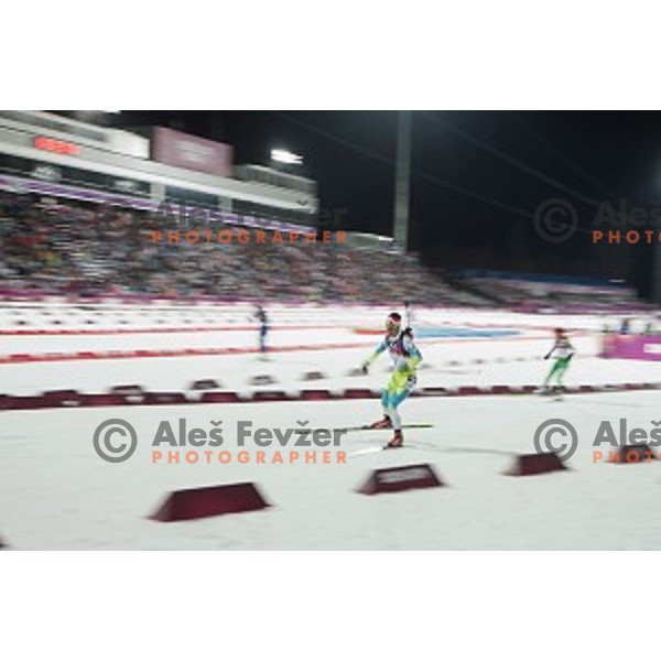 Teja Gregorin of Slovenia during Ladies 12.5 km Mass Start at Laura Cross-Country Ski & Biathlon Center Sochi 2014 Winter Olympic Games on February 17, 2014
