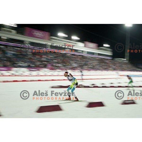 Teja Gregorin of Slovenia during Ladies 12.5 km Mass Start at Laura Cross-Country Ski & Biathlon Center Sochi 2014 Winter Olympic Games on February 17, 2014