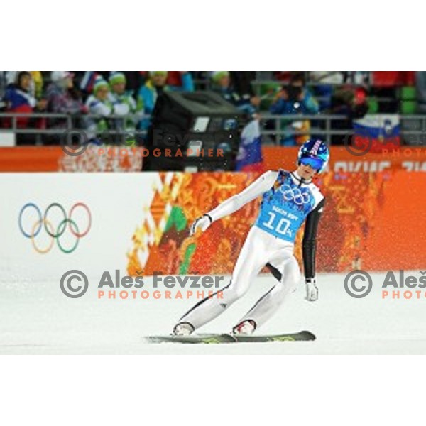 Peter Prevc of Slovenia during Men\'s Team Ski jumping competition in RusSki Gorki , Sochi 2014 Winter Olympic Games , Russia on February 17, 2014