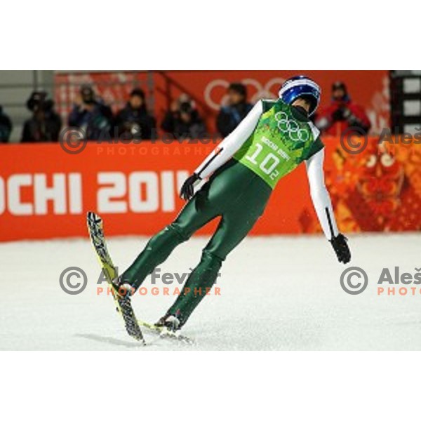Robi Kranjec of Slovenia during Men\'s Team Ski jumping competition in RusSki Gorki , Sochi 2014 Winter Olympic Games , Russia on February 17, 2014