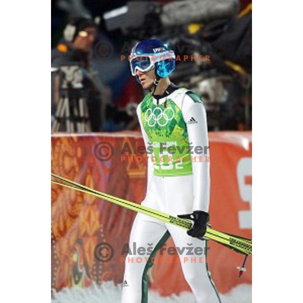 Robi Kranjec of Slovenia during Men\'s Team Ski jumping competition in RusSki Gorki , Sochi 2014 Winter Olympic Games , Russia on February 17, 2014