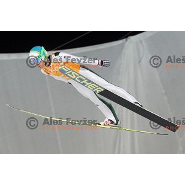 Jernej Damjan of Slovenia during Men\'s Team Ski jumping competition in RusSki Gorki , Sochi 2014 Winter Olympic Games , Russia on February 17, 2014