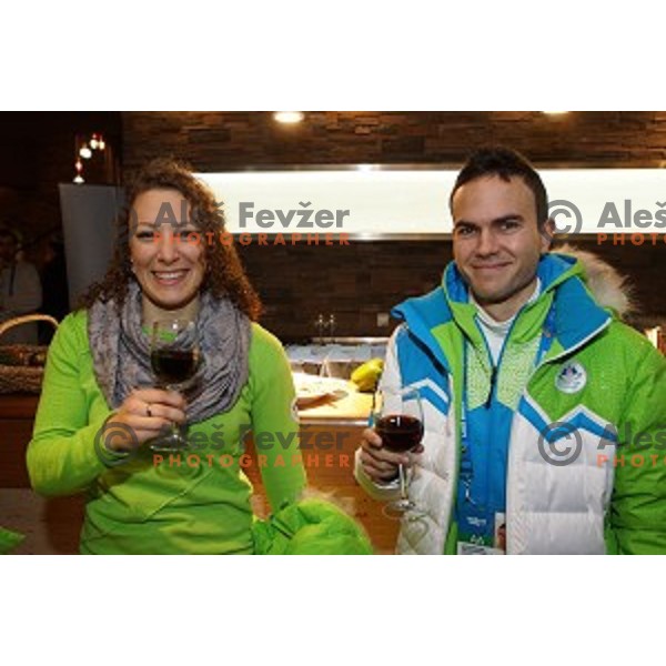 Reception of Slovenian Olympic committee in hotel Park Inn, Rosa Khutor ,Sochi 2014 Winter Olympic Games on February 18, 2014
