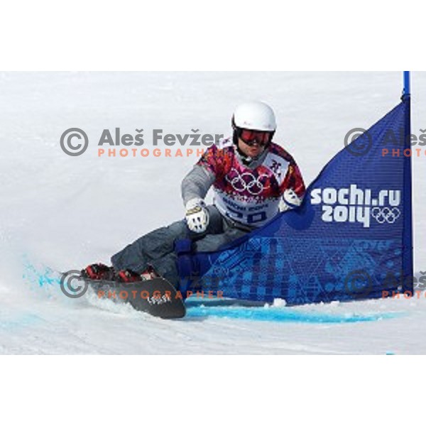 Rok Flander of Slovenia competes in qualification of Men\'s Parallel Giant Slalom in Rosa Khutor Extreme Park, Sochi 2014 Winter Olympic Games, Russia on February 19, 2014