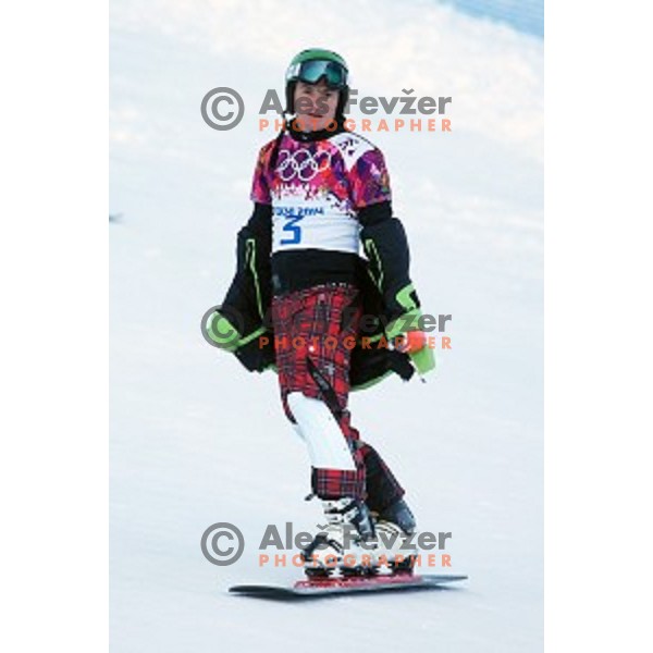 Rok Marguc of Slovenia competes in qualification of Men\'s Parallel Giant Slalom in Rosa Khutor Extreme Park, Sochi 2014 Winter Olympic Games, Russia on February 19, 2014