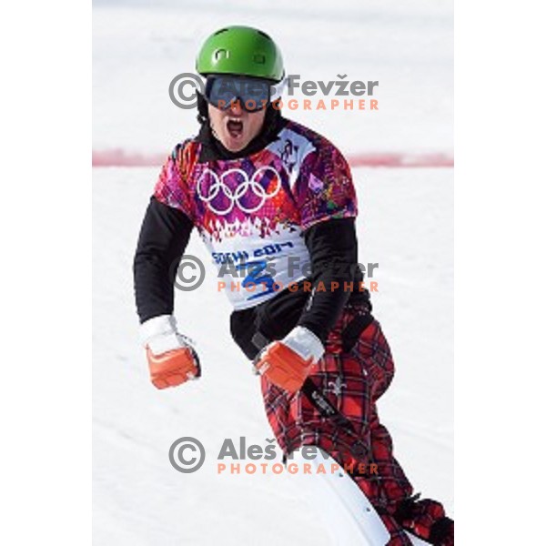 Rok Marguc of Slovenia competes in Men\'s Parallel Giant Slalom in Rosa Khutor Extreme Park, Sochi 2014 Winter Olympic Games, Russia on February 19, 2014
