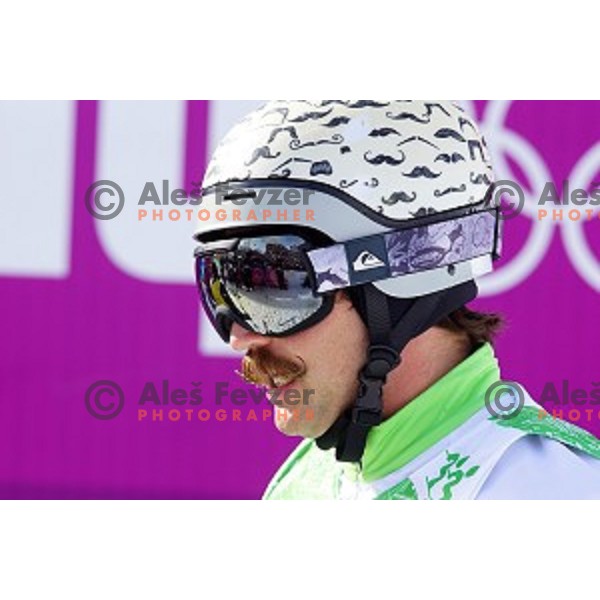 Filip Flisar of Slovenia competes in Men\'s Ski Cross in Rosa Khutor Extreme Park, Sochi 2014 Winter Olympic Games, Russia on February 20, 2014