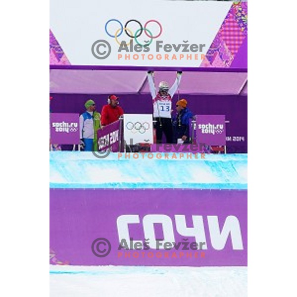 Filip Flisar of Slovenia competes in Men\'s Ski Cross in Rosa Khutor Extreme Park, Sochi 2014 Winter Olympic Games, Russia on February 20, 2014
