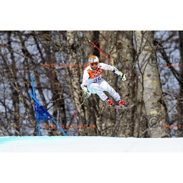 Travis Ganong (USA) during Men\'s Super-G at Rosa Khutor Alpine Center , Sochi 2014 Winter Olympic Games on February 16, 2014
