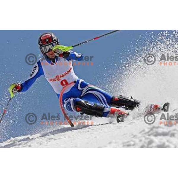 Giulia Candiago at slalom race for Slovenian National Championship Title at Krvavec ski resort. Photo by Ales Fevzer 