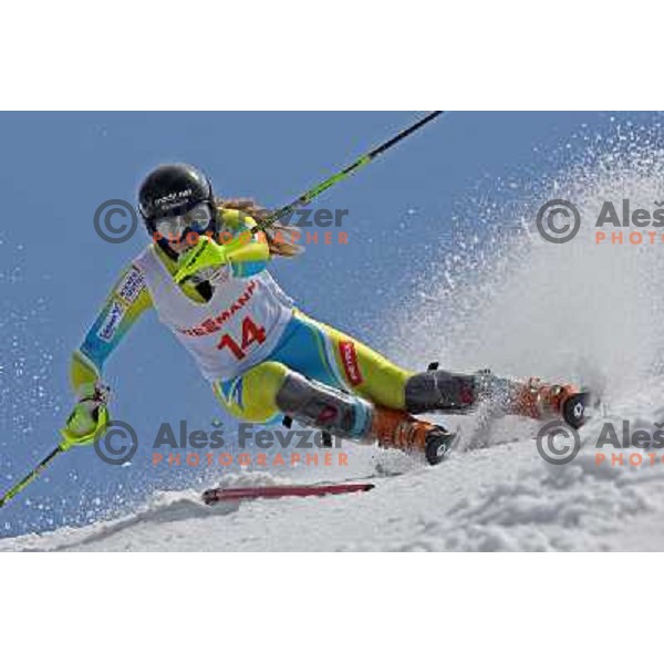 Ana Drev at slalom race for Slovenian National Championship Title at Krvavec ski resort. Photo by Ales Fevzer 