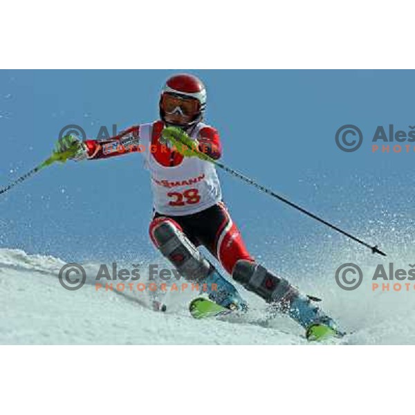 Ana Katarina Mihovilovic at slalom race for Slovenian National Championship Title at Krvavec ski resort. Photo by Ales Fevzer 