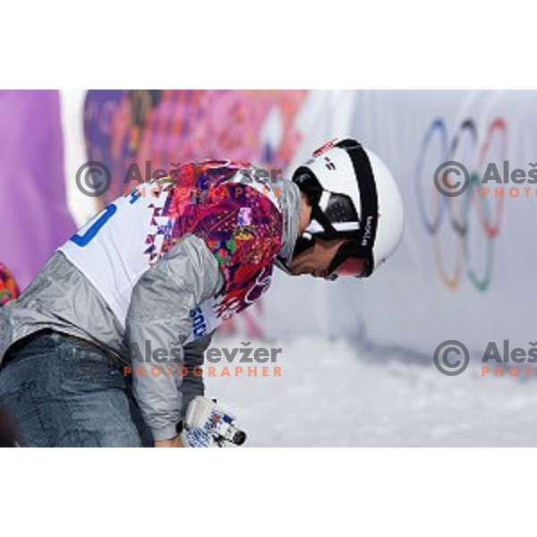 Rok Flander of Slovenia at Men\'s Parallel Giant Slalom in Rosa Khutor Extreme Park, Sochi 2014 Winter Olympic Games, Russia on February 19, 2014