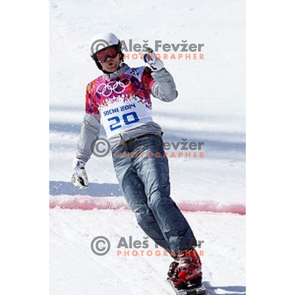 Rok Flander of Slovenia at Men\'s Parallel Giant Slalom in Rosa Khutor Extreme Park, Sochi 2014 Winter Olympic Games, Russia on February 19, 2014