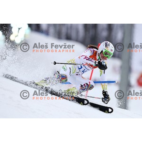 Sarka Strachova (CZE) skiing in first run of Ladies Slalom in Rosa Khutor Alpine Center, Sochi 2014 Winter Olympic Games, Russia on February 21, 2014