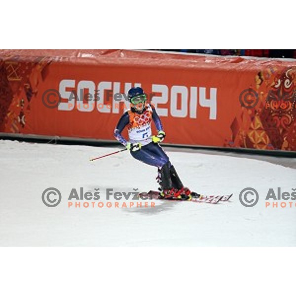 Mikaela Shiffrin (USA) Olympic gold medalist in Ladies Slalom in Rosa Khutor Alpine Center, Sochi 2014 Winter Olympic Games, Russia on February 21, 2014