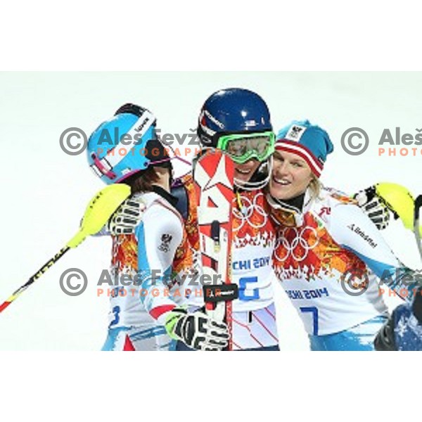 Mikaela Shiffrin (USA) Olympic gold medalist in Ladies Slalom in Rosa Khutor Alpine Center, Sochi 2014 Winter Olympic Games, Russia on February 21, 2014