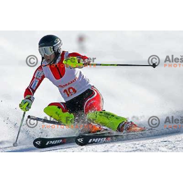 Katja Jazbec at slalom race for Slovenian National Championship Title at Krvavec ski resort. Photo by Ales Fevzer 