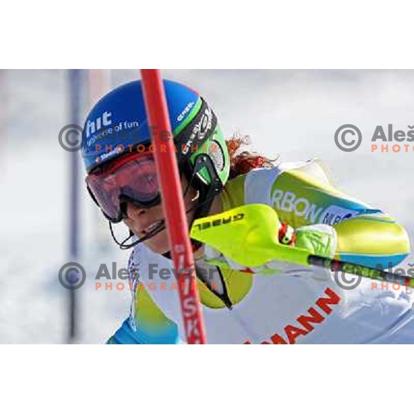 Ilka Stuhec at slalom race for Slovenian National Championship Title at Krvavec ski resort. Photo by Ales Fevzer 
