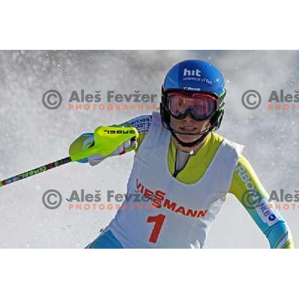 Ilka Stuhec at slalom race for Slovenian National Championship Title at Krvavec ski resort. Photo by Ales Fevzer 