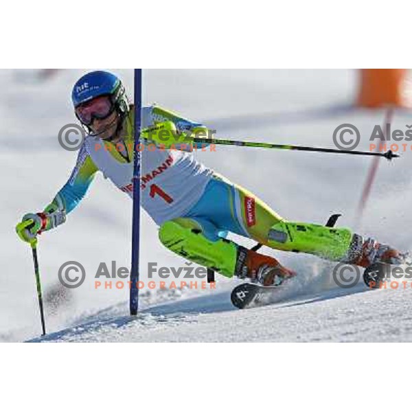 Ilka Stuhec at slalom race for Slovenian National Championship Title at Krvavec ski resort. Photo by Ales Fevzer 