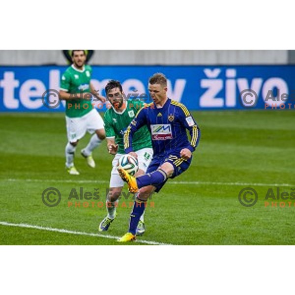 Matija Skarabot, Dare Vrsic in action during football match Olimpija - Maribor, Round 4 of Prvaliga Telekom 2013-14 , Stozice , Ljubljana, 02.03.2014