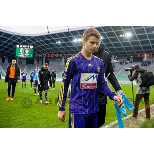 Luka Zahovic in action during football match Olimpija - Maribor, Round 4 of Prvaliga Telekom 2013-14 , Stozice , Ljubljana, 02.03.2014
