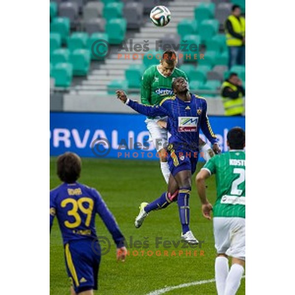 Antonio Delamea, Jean Philipe Mendy in action during football match Olimpija - Maribor, Round 4 of Prvaliga Telekom 2013-14 , Stozice , Ljubljana, 02.03.2014