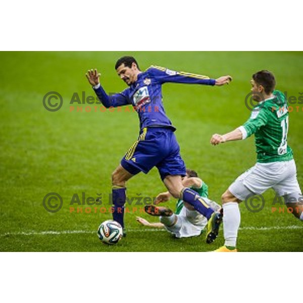 Nusmir Fajic in action during football match Olimpija - Maribor, Round 4 of Prvaliga Telekom 2013-14 , Stozice , Ljubljana, 02.03.2014