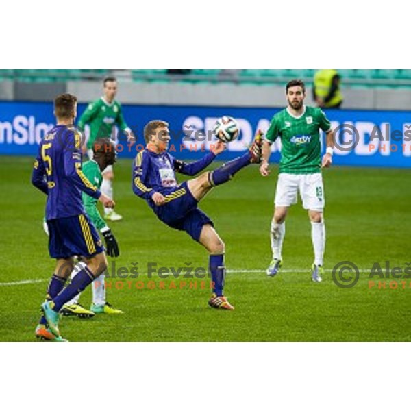 Ales Mertelj in action during football match Olimpija - Maribor, Round 4 of Prvaliga Telekom 2013-14 , Stozice , Ljubljana, 02.03.2014