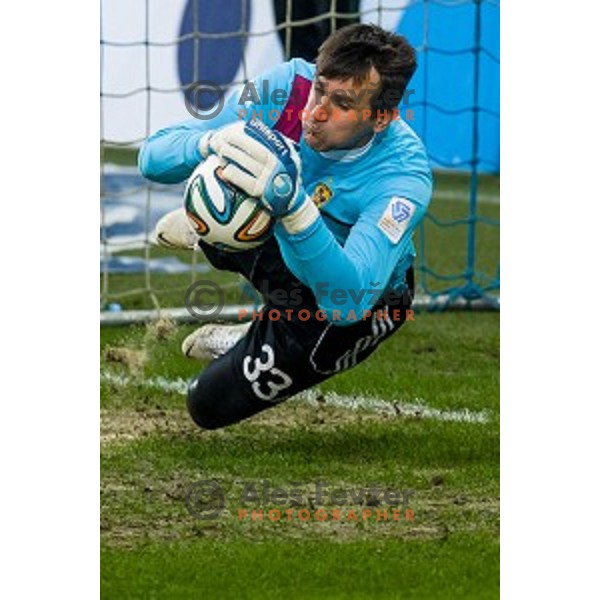 Jasmin Handanovic in action during football match Olimpija - Maribor, Round 4 of Prvaliga Telekom 2013-14 , Stozice , Ljubljana, 02.03.2014