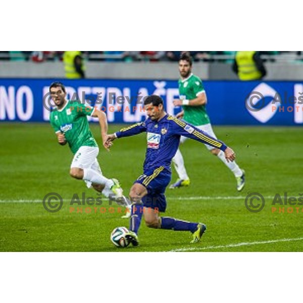 Nusmir Fajic in action during football match Olimpija - Maribor, Round 4 of Prvaliga Telekom 2013-14 , Stozice , Ljubljana, 02.03.2014