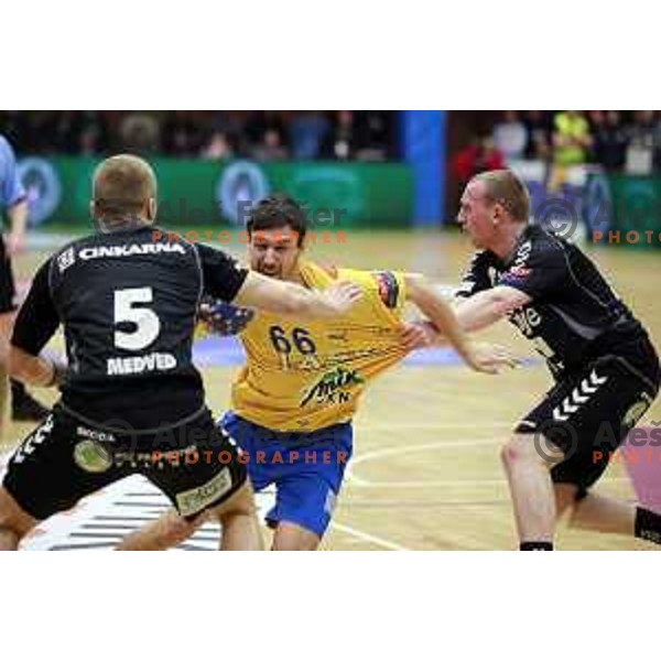  Mate Lekai of Celje PL in action during handball match Celje PL- Gorenje Velenje in semi-final of Slovenian Cup, played in Golovec Hall, Celje, Slovenia on March 1, 2014