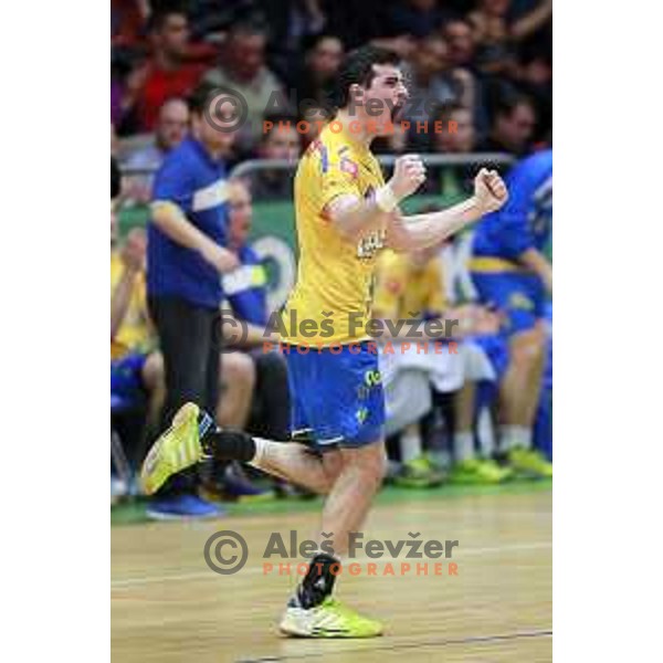  of Celje PL in action during handball match Celje PL- Gorenje Velenje in semi-final of Slovenian Cup, played in Golovec Hall, Celje, Slovenia on March 1, 2014