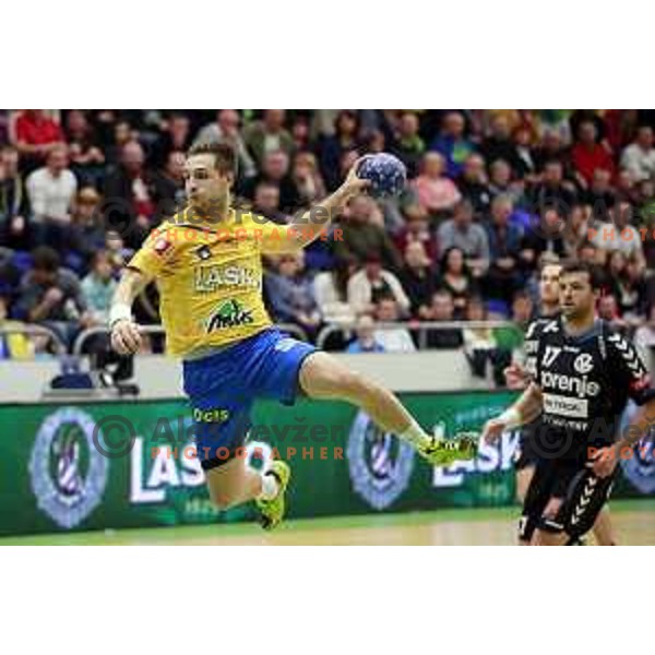  Gasper Marguc of Celje PL in action during handball match Celje PL- Gorenje Velenje in semi-final of Slovenian Cup, played in Golovec Hall, Celje, Slovenia on March 1, 2014
