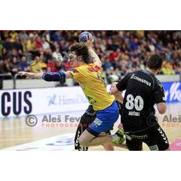 of Celje PL in action during handball match Celje PL- Gorenje Velenje in semi-final of Slovenian Cup, played in Golovec Hall, Celje, Slovenia on March 1, 2014