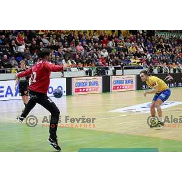of Celje PL in action during handball match Celje PL- Gorenje Velenje in semi-final of Slovenian Cup, played in Golovec Hall, Celje, Slovenia on March 1, 2014