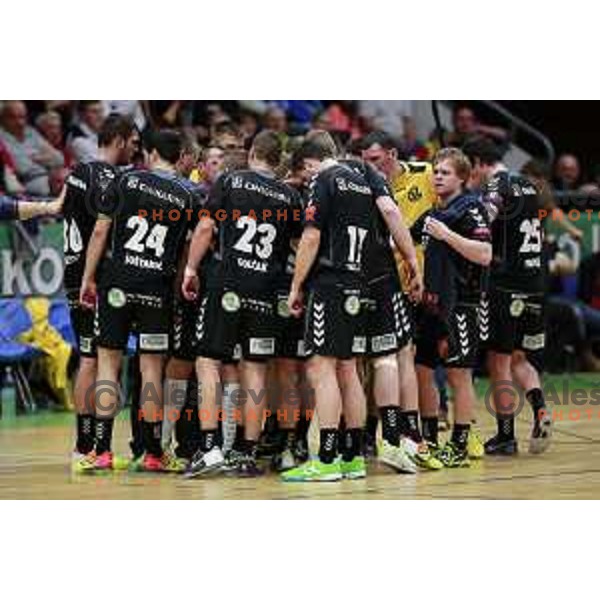 of Celje PL in action during handball match Celje PL- Gorenje Velenje in semi-final of Slovenian Cup, played in Golovec Hall, Celje, Slovenia on March 1, 2014