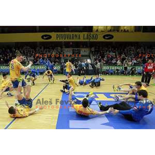 of Celje PL in action during handball match Celje PL- Gorenje Velenje in semi-final of Slovenian Cup, played in Golovec Hall, Celje, Slovenia on March 1, 2014