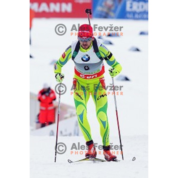Jakov Fak of Slovenia competing in Men\'s 10 km Sprint race in IBU World Cup Biathlon at Pokljuka, Slovenia on March 6, 2014