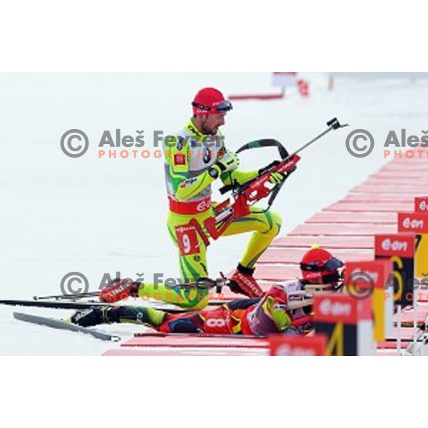 Jakov Fak of Slovenia competing in Men\'s 10 km Sprint race in IBU World Cup Biathlon at Pokljuka, Slovenia on March 6, 2014