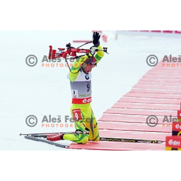 Jakov Fak of Slovenia competing in Men\'s 10 km Sprint race in IBU World Cup Biathlon at Pokljuka, Slovenia on March 6, 2014