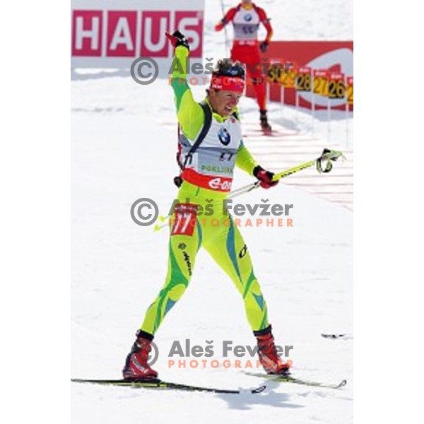 Peter Dokl of Slovenia competing in Men\'s 10 km Sprint race in IBU World Cup Biathlon at Pokljuka, Slovenia on March 6, 2014