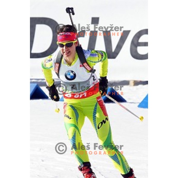 Teja Gregorin of Slovenia during Ladies 7.5 km Sprint race in IBU World Cup Biathlon at Pokljuka, Slovenia on March 6, 2014