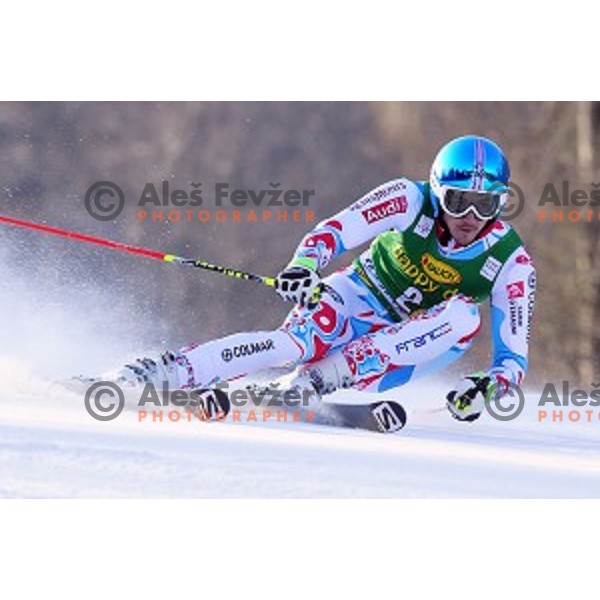 Steve Missillier (FRA) skiing in first run of AUDI FIS Ski World Cup Giant Slalom for 53.Vitranc Cup in Kranjska gora, Slovenia on March 8, 2014