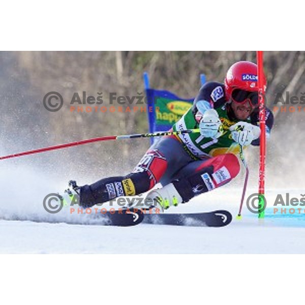 skiing in first run of AUDI FIS Ski World Cup Giant Slalom for 53.Vitranc Cup in Kranjska gora, Slovenia on March 8, 2014