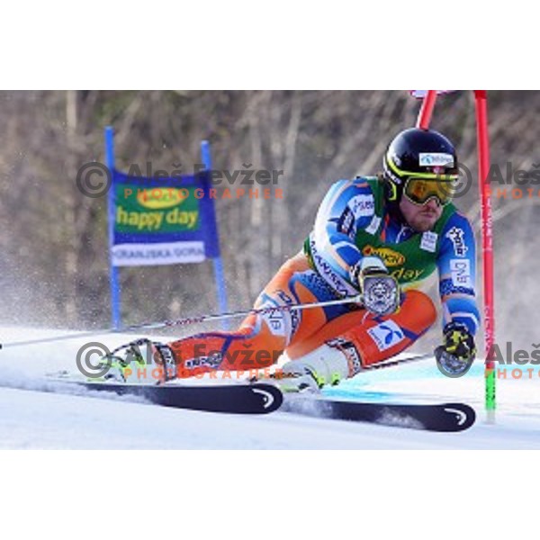 skiing in first run of AUDI FIS Ski World Cup Giant Slalom for 53.Vitranc Cup in Kranjska gora, Slovenia on March 8, 2014